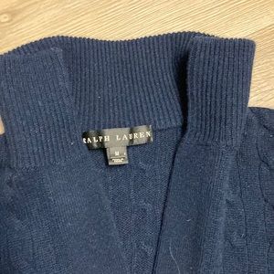 Navy cashmere cable knit with collar. Ralph Lauren black label size M